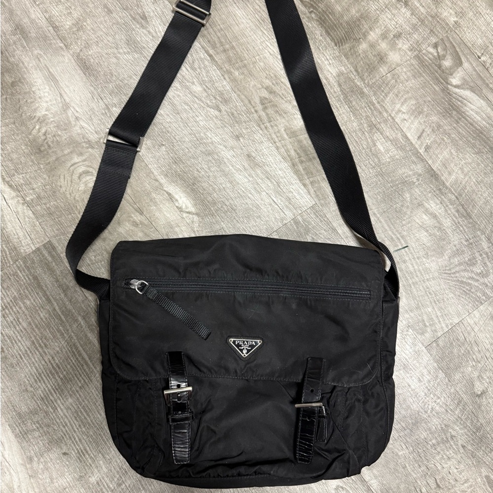 Prada Nylon Tessuto Triangle Logo Messenger Bag
Authentic